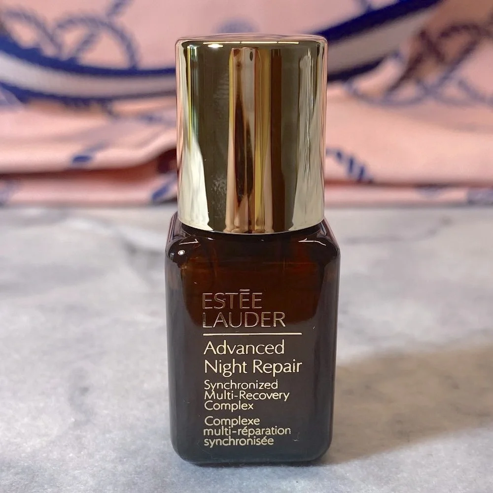 Estee Lauder Beauty Gift Set-Blush Tote,Lipstick,Night Repair,Eye Cream-7pc-NEW